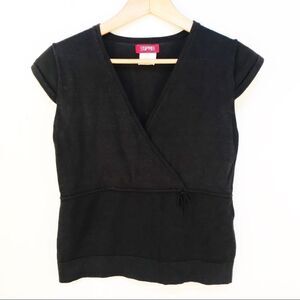 Esprit | Black Cap Sleeve V Neck Shirt VTG Sz Med